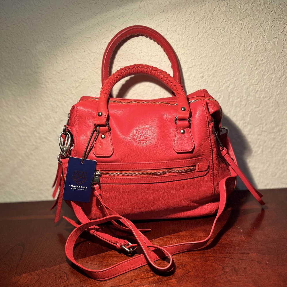 I Malatesta Made In Italy Red Leather Handbag
